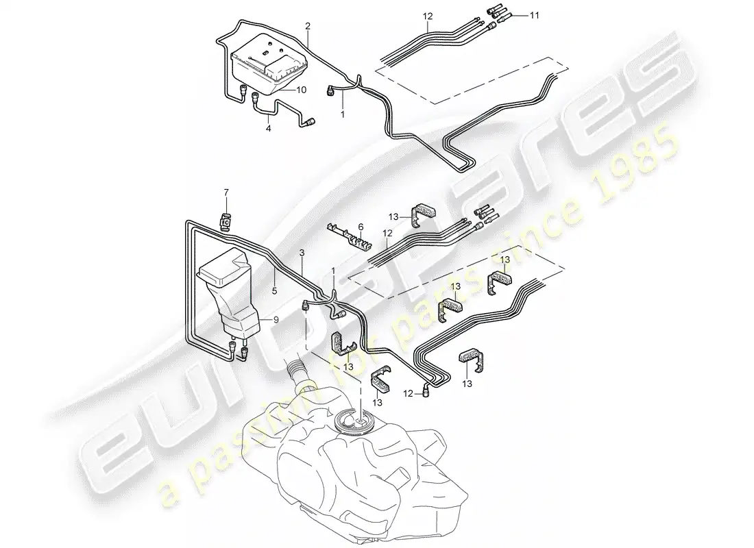porsche 2008 (997-1 gt3) fuel system diagrama de piezas