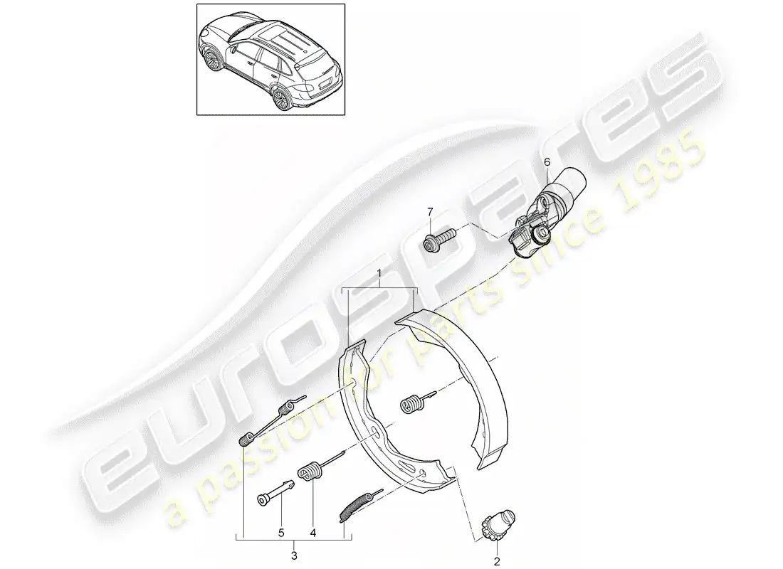 porsche 2013 (cayenne e2 92a) diagrama de piezas del freno de estacionamiento