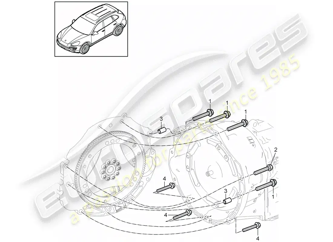 porsche 2012 (cayenne e2 92a) piezas de montaje para motor y diagrama de piezas