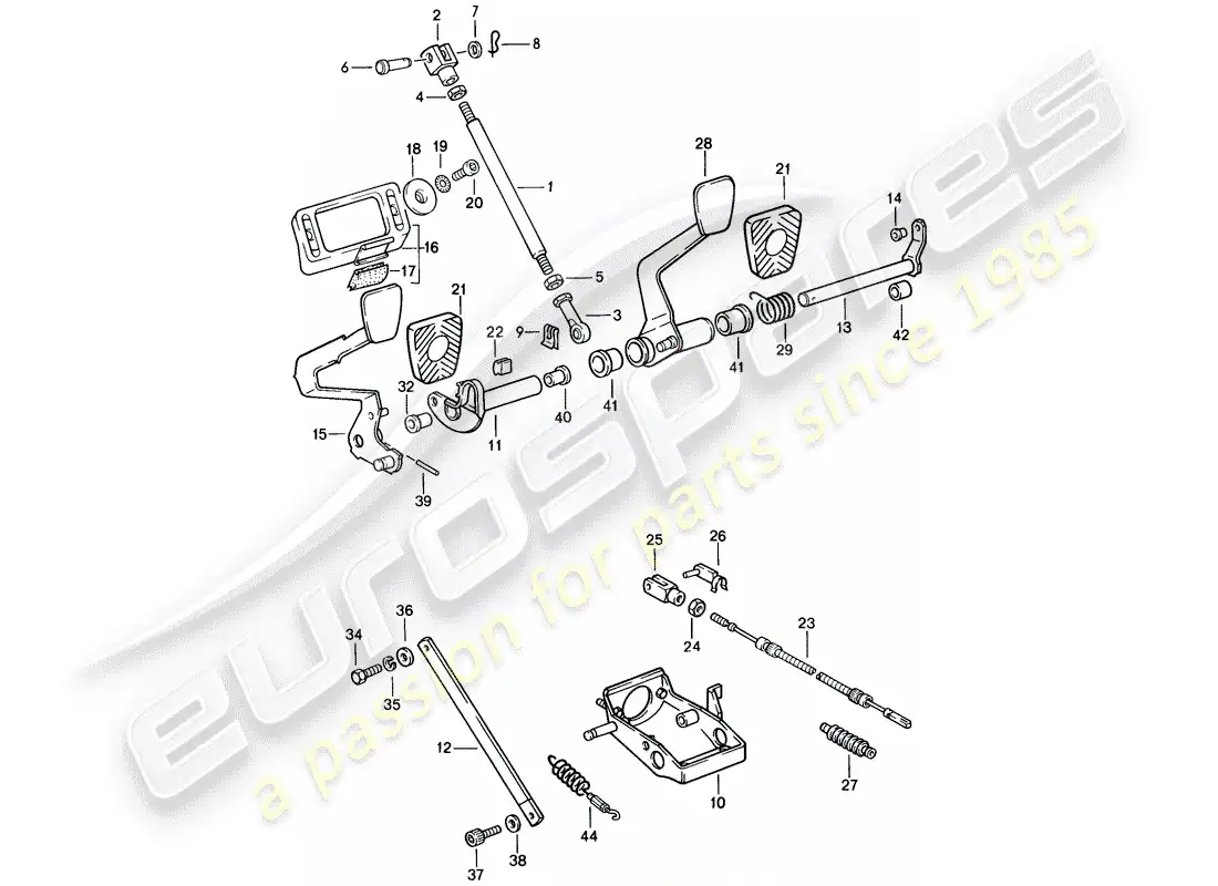 porsche 1987 (911) pedales - d >> - mj 1988 diagrama de piezas