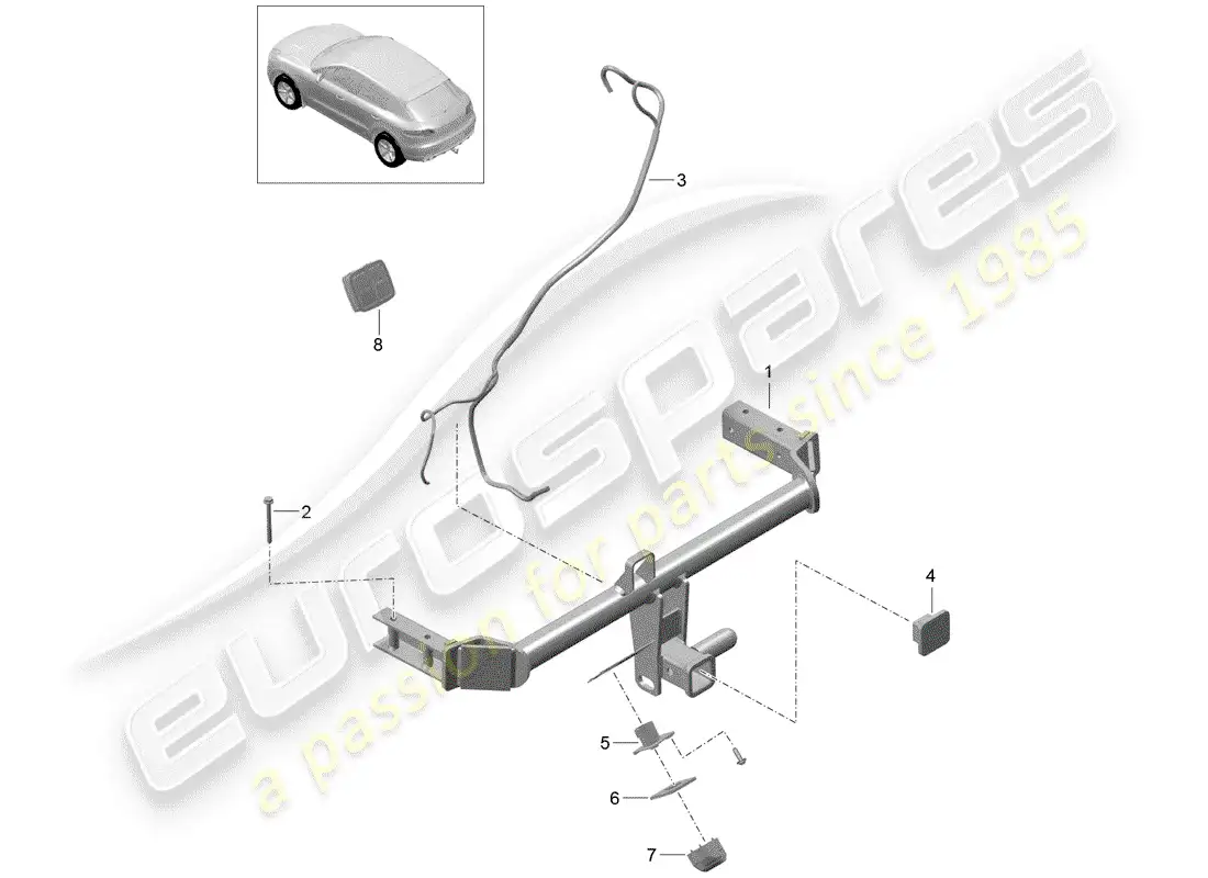 porsche 2017 (macan) enganche de remolque diagrama de piezas