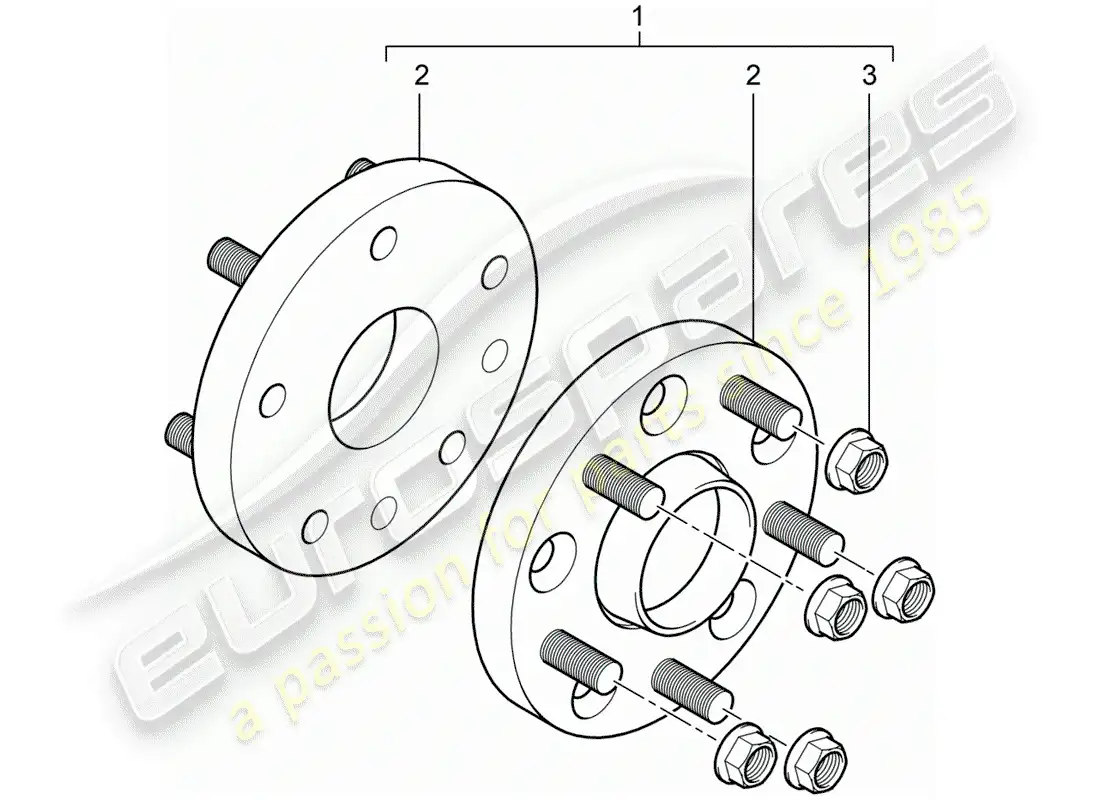 porsche 2008 (tequipment cayenne) arandela espaciadora diagrama de piezas