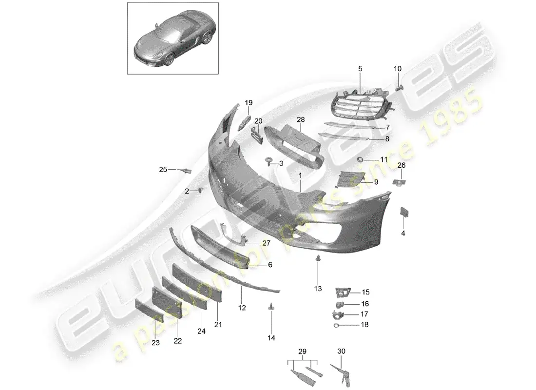 porsche 2016 (981 boxster) parachoque diagrama de piezas