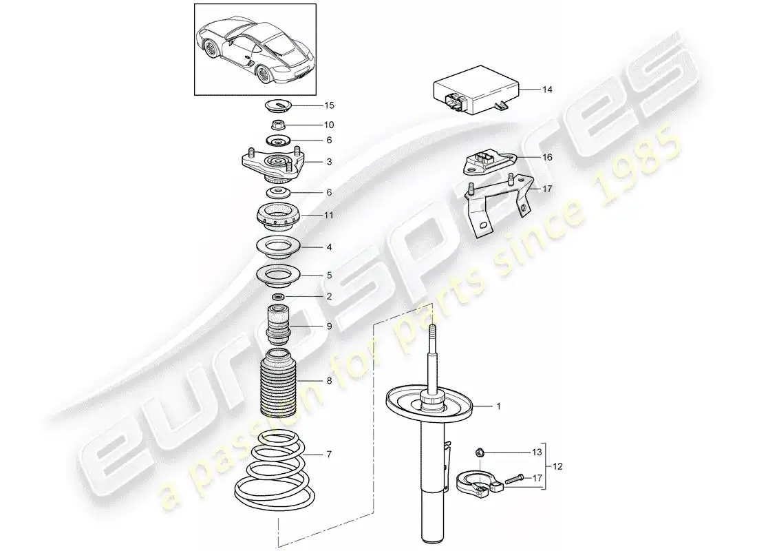 porsche 2012 (987 cayman) suspensión diagrama de piezas