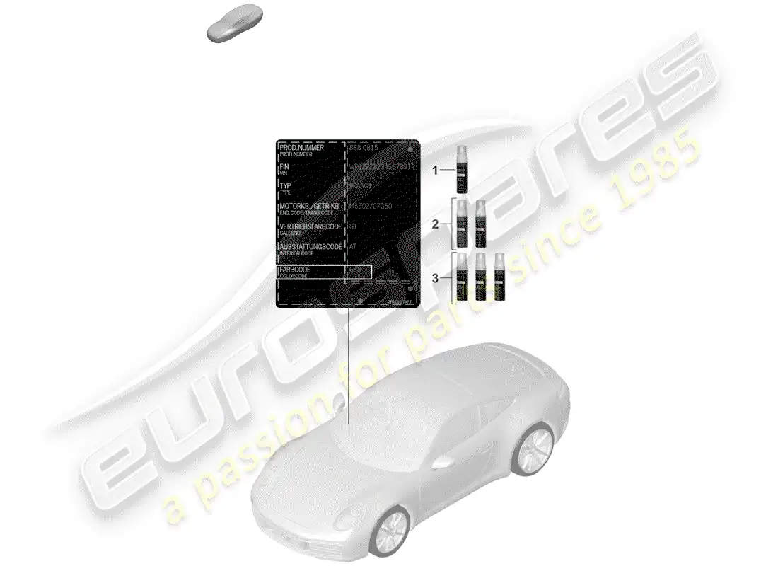 porsche 2020 (992-1) barra de retoque de pintura diagrama de piezas