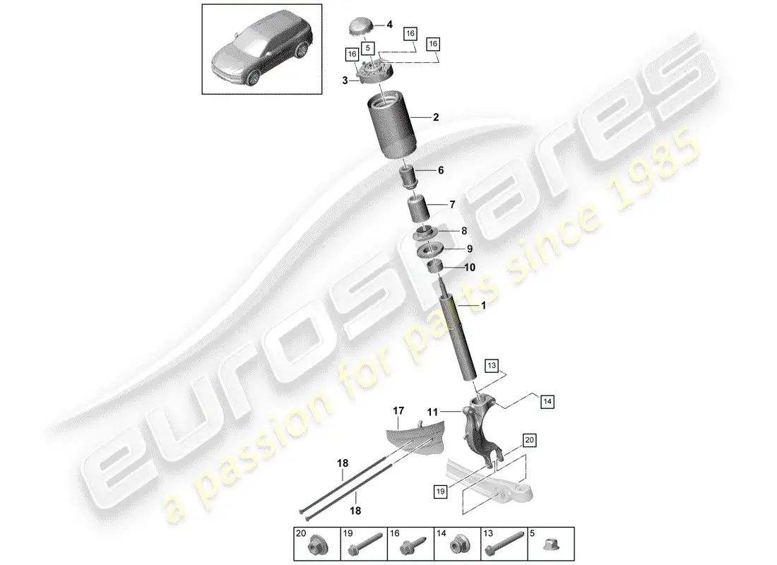 porsche 2020 (cayenne e3 9ya/9yb) suspensión diagrama de piezas