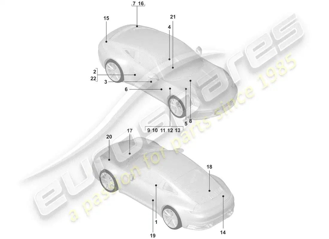 porsche 2020 (992-1) señales/avisos diagrama de piezas