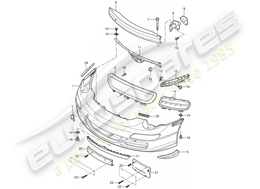 porsche 2005 (997-1) parachoque diagrama de piezas