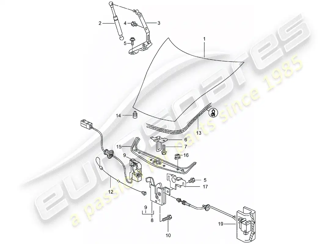porsche 2003 (996 turbo / gt2) cubrir diagrama de piezas