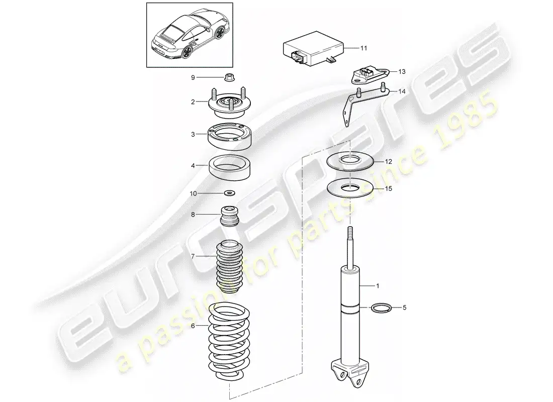 porsche 2013 (997-2 turbo / gt2 rs) amortiguador diagrama de piezas