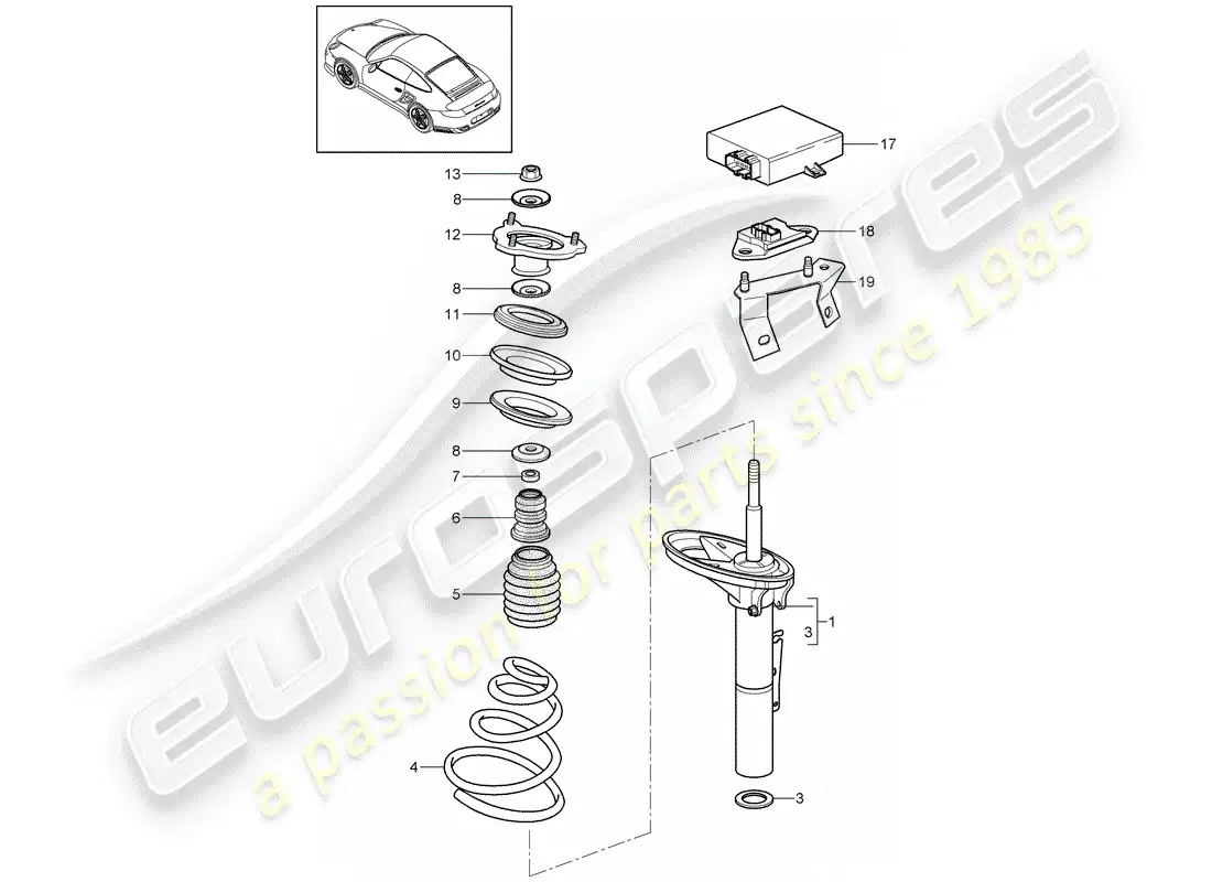 porsche 2013 (997-2 turbo / gt2 rs) suspensión diagrama de piezas