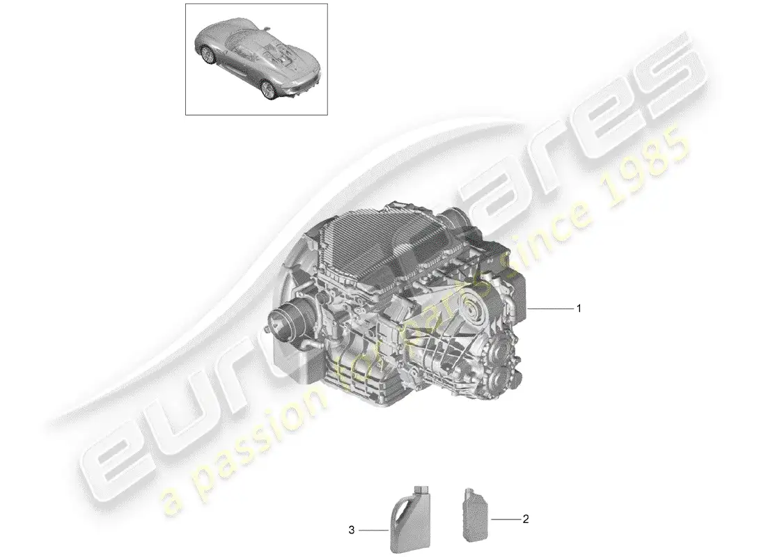 porsche 2015 (918 spyder) transmisión de repuesto diagrama de piezas
