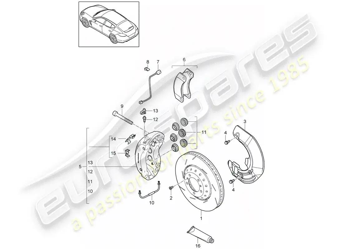porsche 2016 (panamera 970) frenos de disco diagrama de piezas