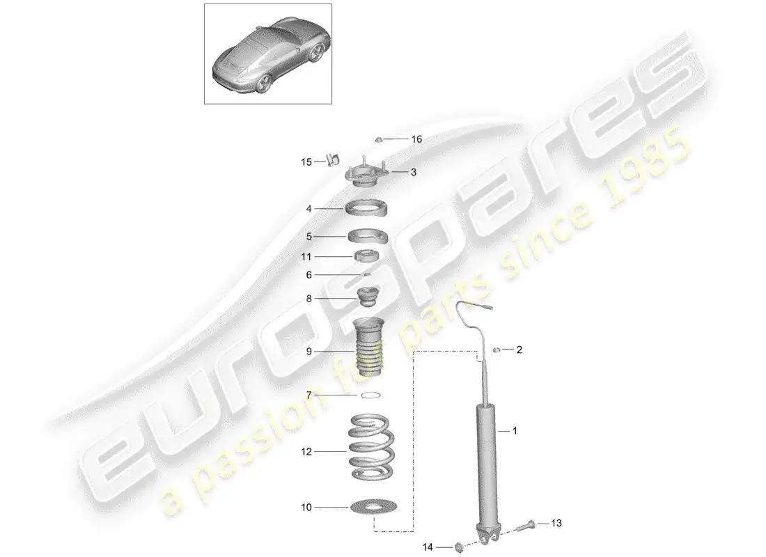 porsche 2014 (991-1) amortiguador diagrama de piezas