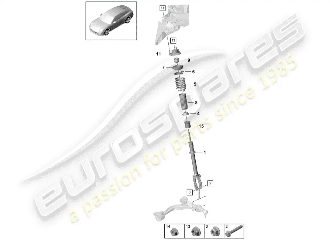 porsche 2017 (panamera 971-1) suspensión diagrama de piezas