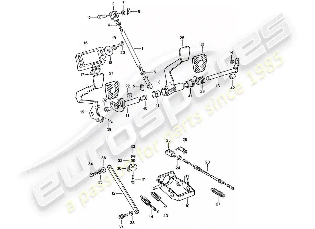 porsche 1984 (911) pedales diagrama de piezas