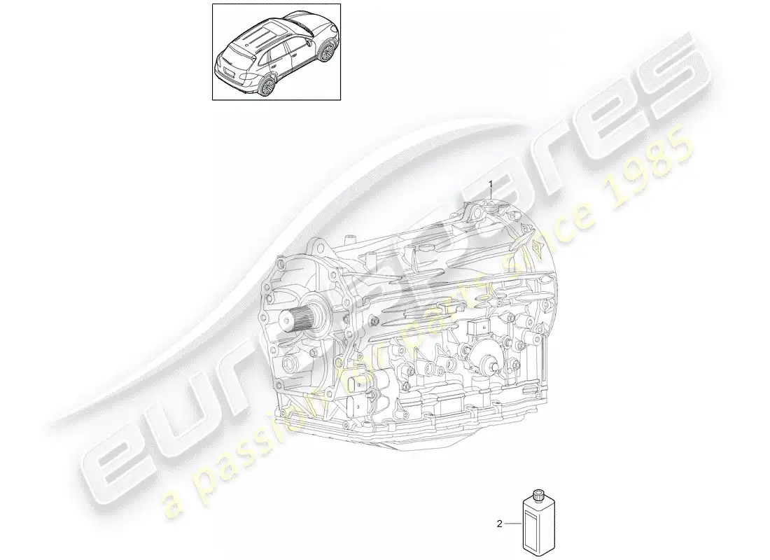 porsche 2011 (cayenne e2 92a) 8-speed caja de cambios automática diagrama de piezas
