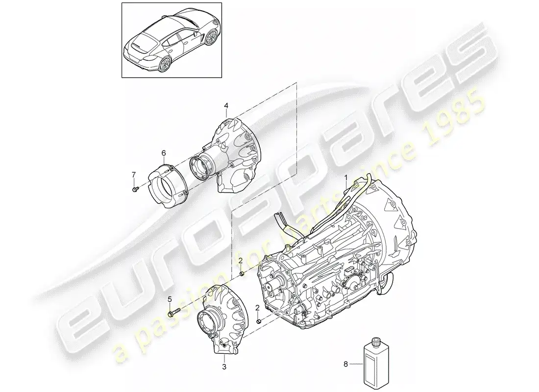 porsche 2011 (panamera 970) 8-speed caja de cambios automática diagrama de piezas