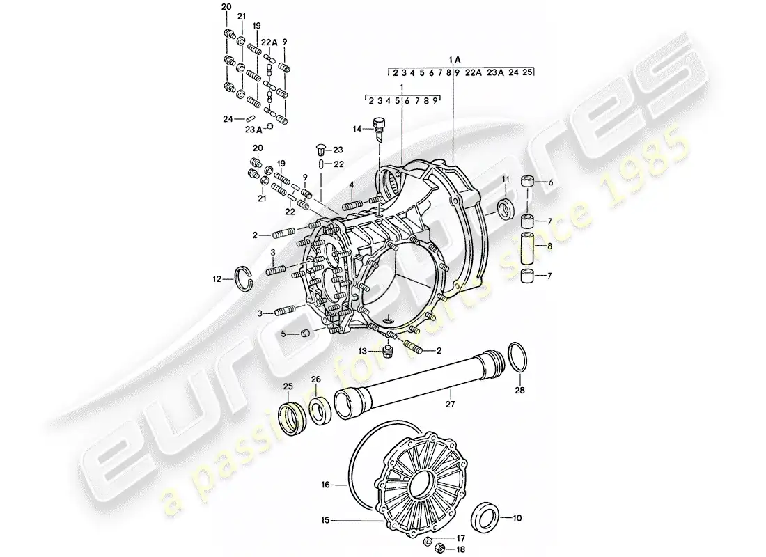 porsche 1985 (911) transmisión de reemplazo - caja de transmisión diagrama de piezas