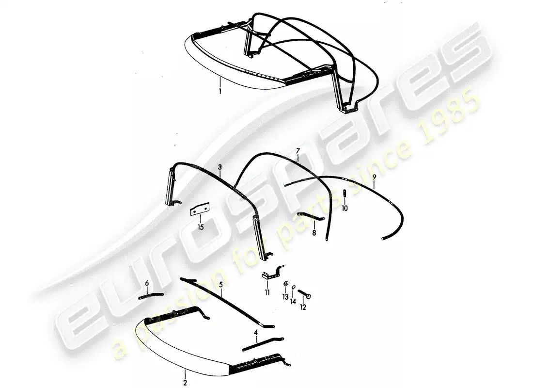 porsche 1965 (356b/356c) marco superior diagrama de piezas