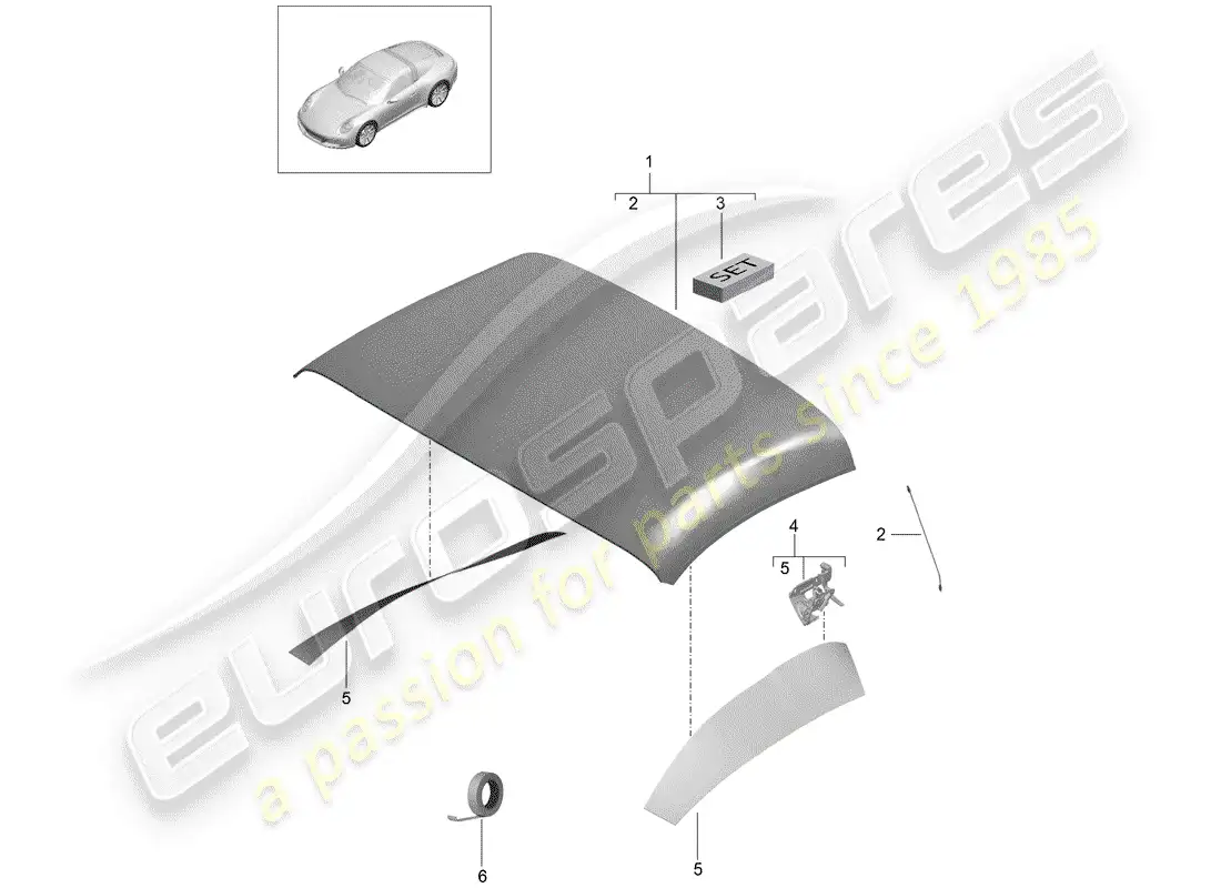 porsche 2019 (991-2) cubierta de capota convertible diagrama de piezas