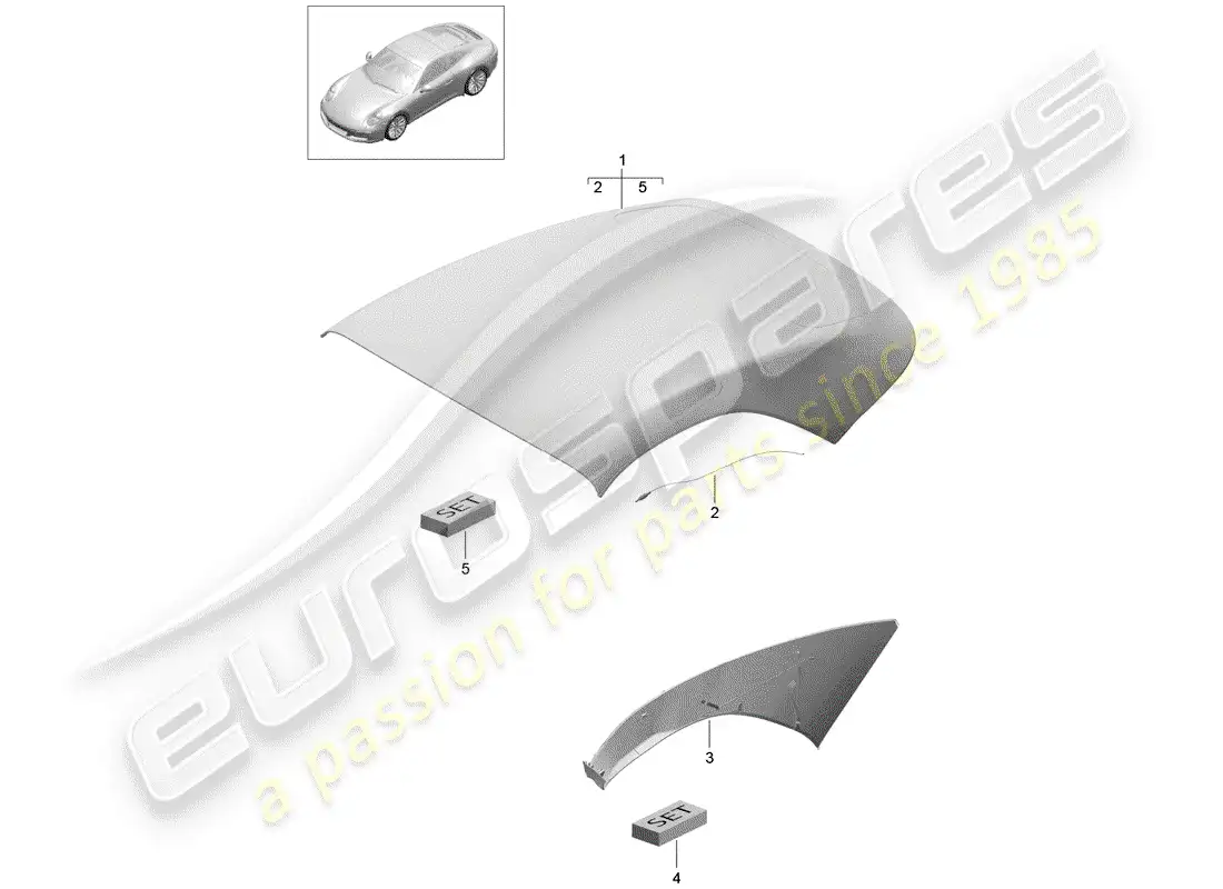 porsche 2019 (991-2) cubierta de capota convertible diagrama de piezas