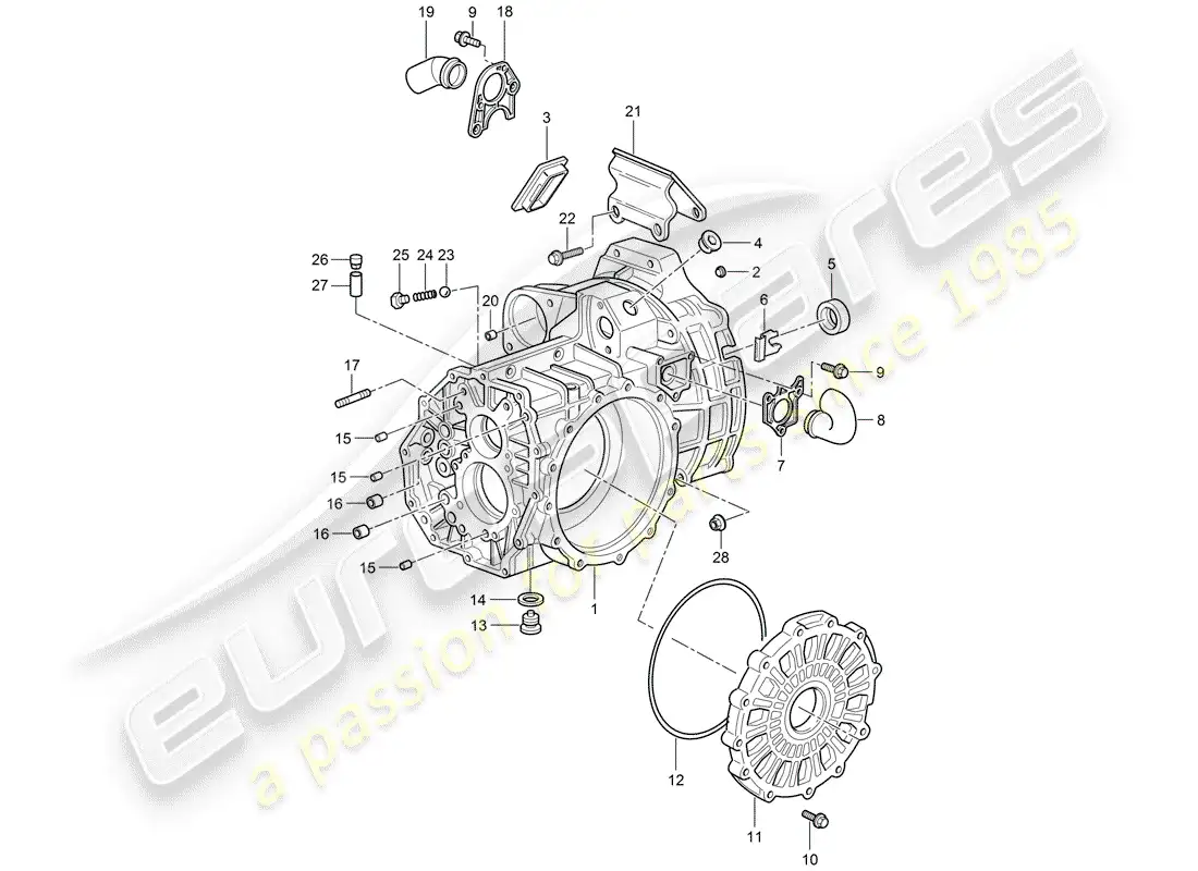 porsche 2007 (997-1 gt3) caja de transmisión diagrama de piezas