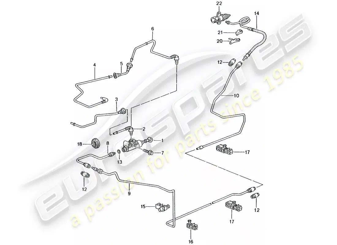 porsche 2001 (996 gt3) embrague hidráulico - funcionamiento - cilindro maestro del embrague - tubo del embrague hidráulico diagrama de piezas