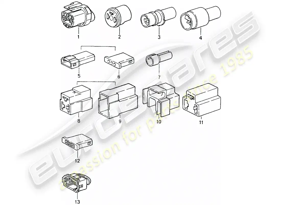 porsche 1989 (964) carcasa del conector diagrama de piezas