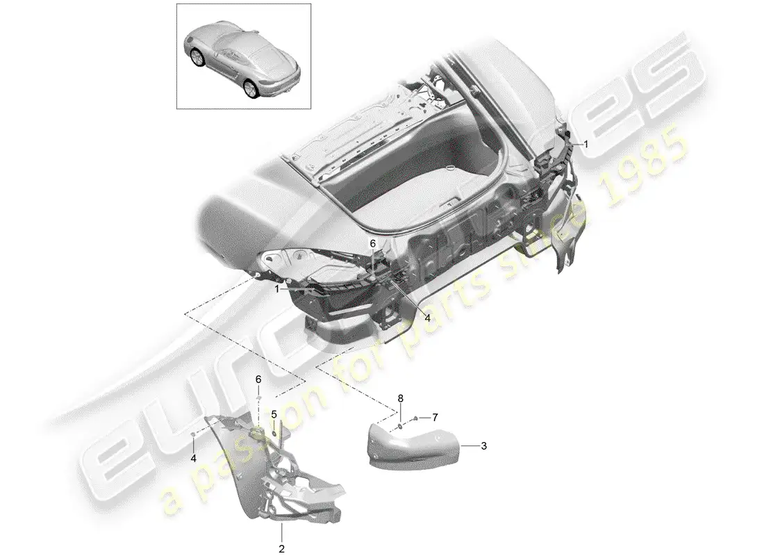 porsche 2018 (718 cayman) fasteners diagrama de piezas