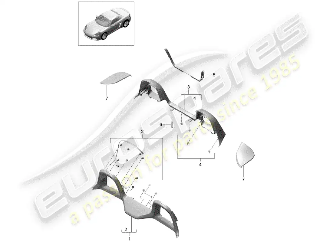porsche 2017 (718 boxster) adornos diagrama de piezas