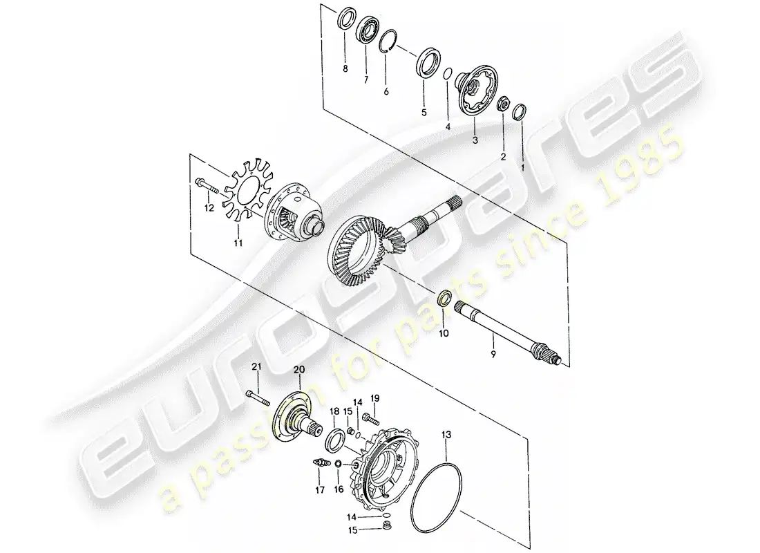porsche 1992 (968) tiptronic - diferencial - carcasa diagrama de piezas