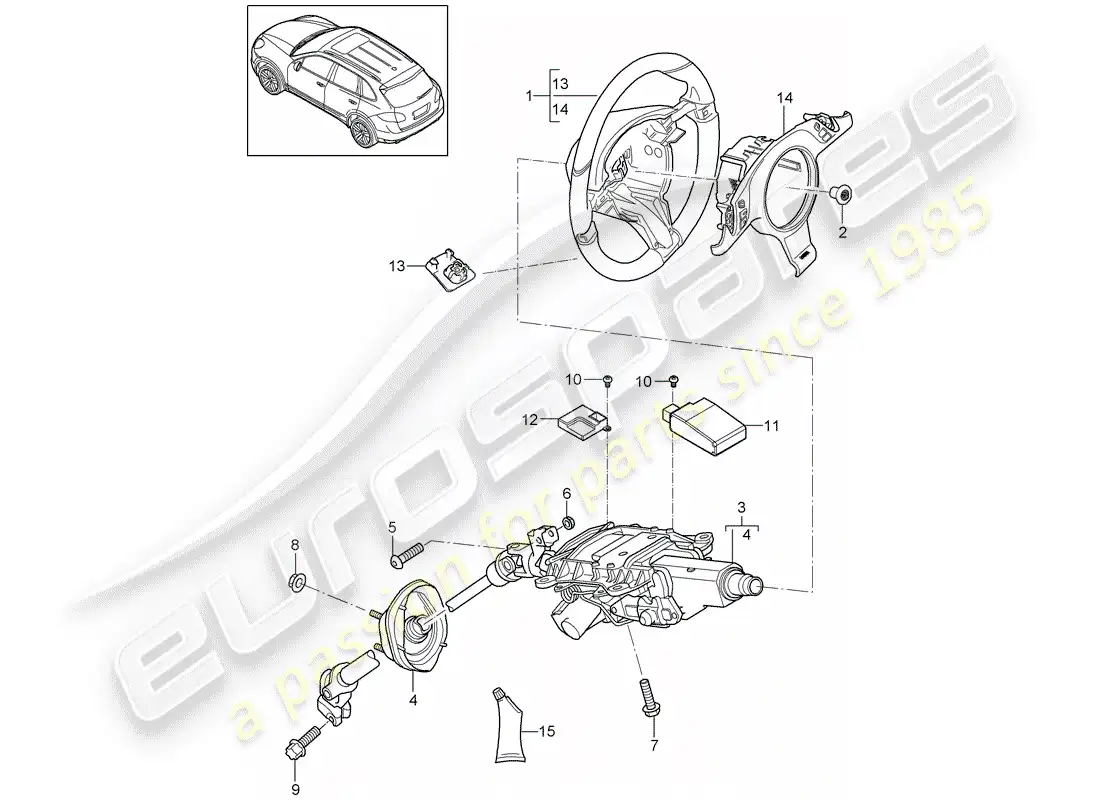 porsche 2013 (cayenne e2 92a) volantes diagrama de piezas