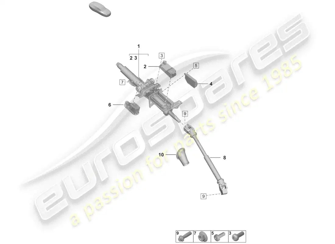porsche 2019 (992-1) columna de dirección diagrama de piezas