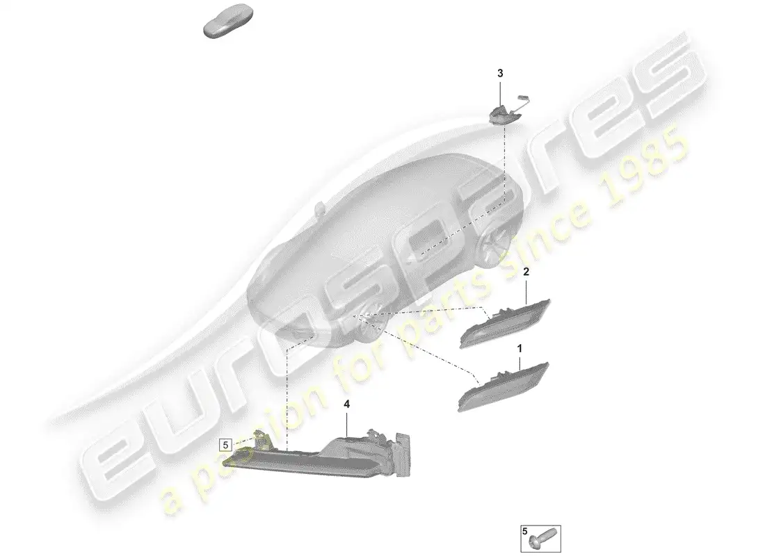 porsche 2019 (992-1) repetidor de señal de giro diagrama de piezas