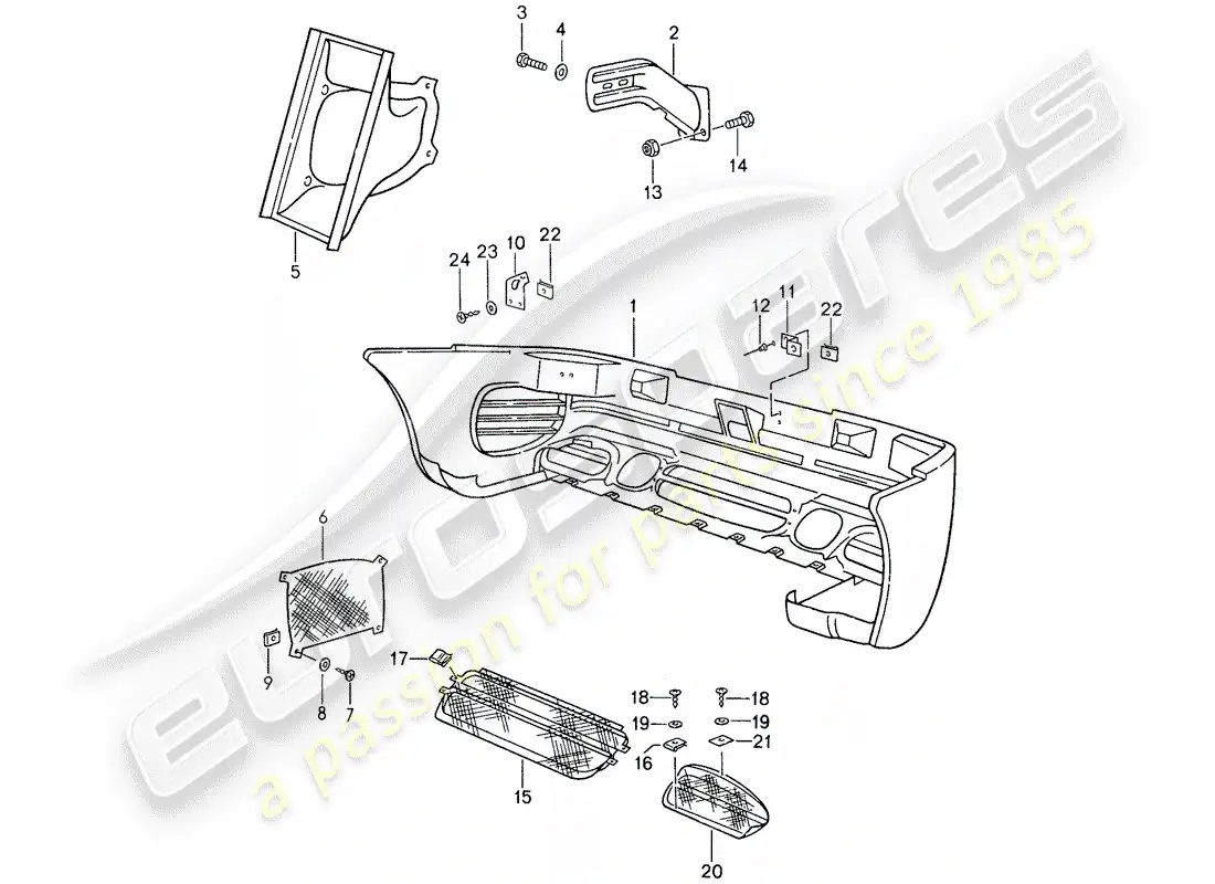 porsche 1988 (959) parachoque diagrama de piezas