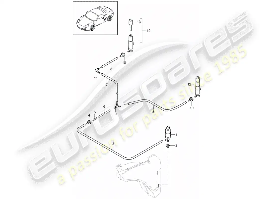 porsche 2012 (987 boxster) sistema arandela diagrama de piezas