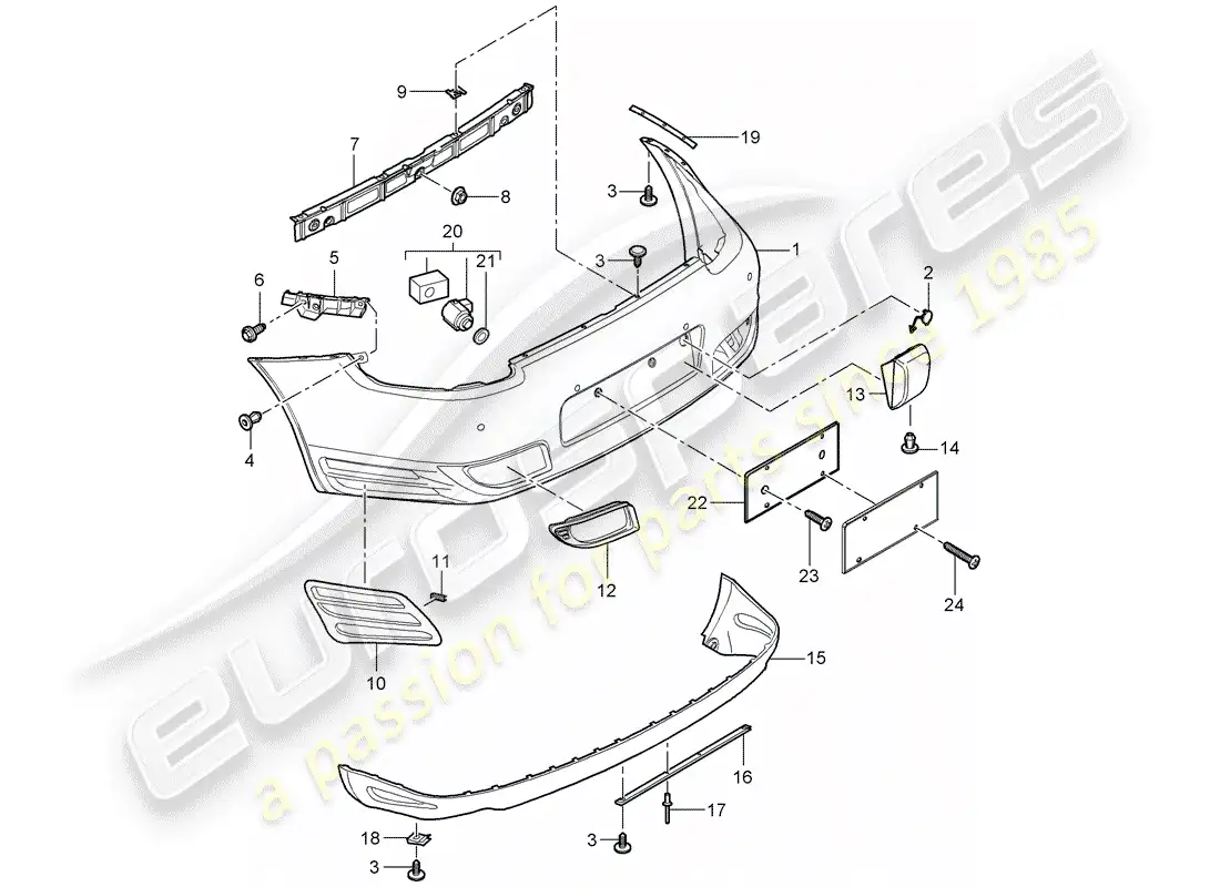 porsche 2008 (997-1 turbo / gt2) recubrimiento diagrama de piezas