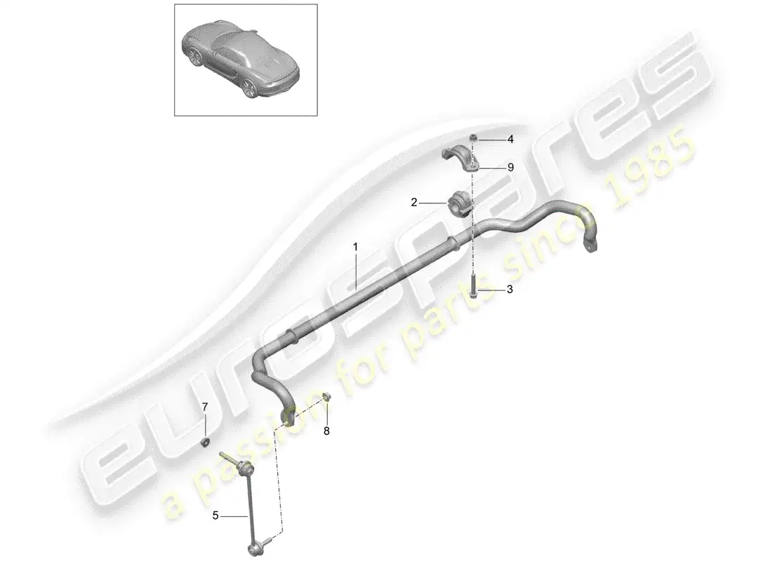 porsche 2014 (981 boxster) estabilizador diagrama de piezas