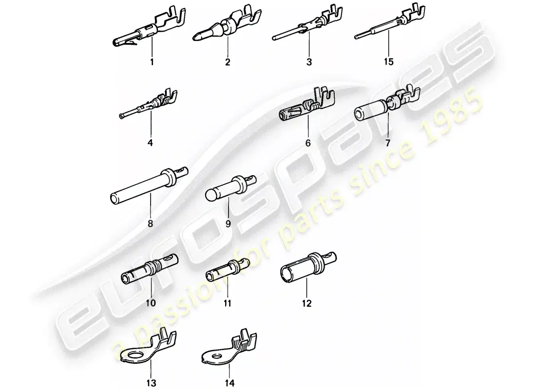 porsche 1988 (944) terminal pin (macho) - pin de contacto - zapata de cable diagrama de piezas