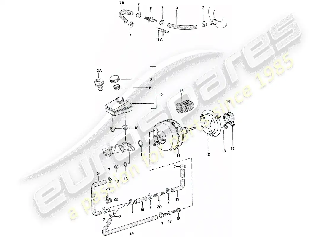 porsche 1978 (924) depósito - refuerzo de freno diagrama de piezas