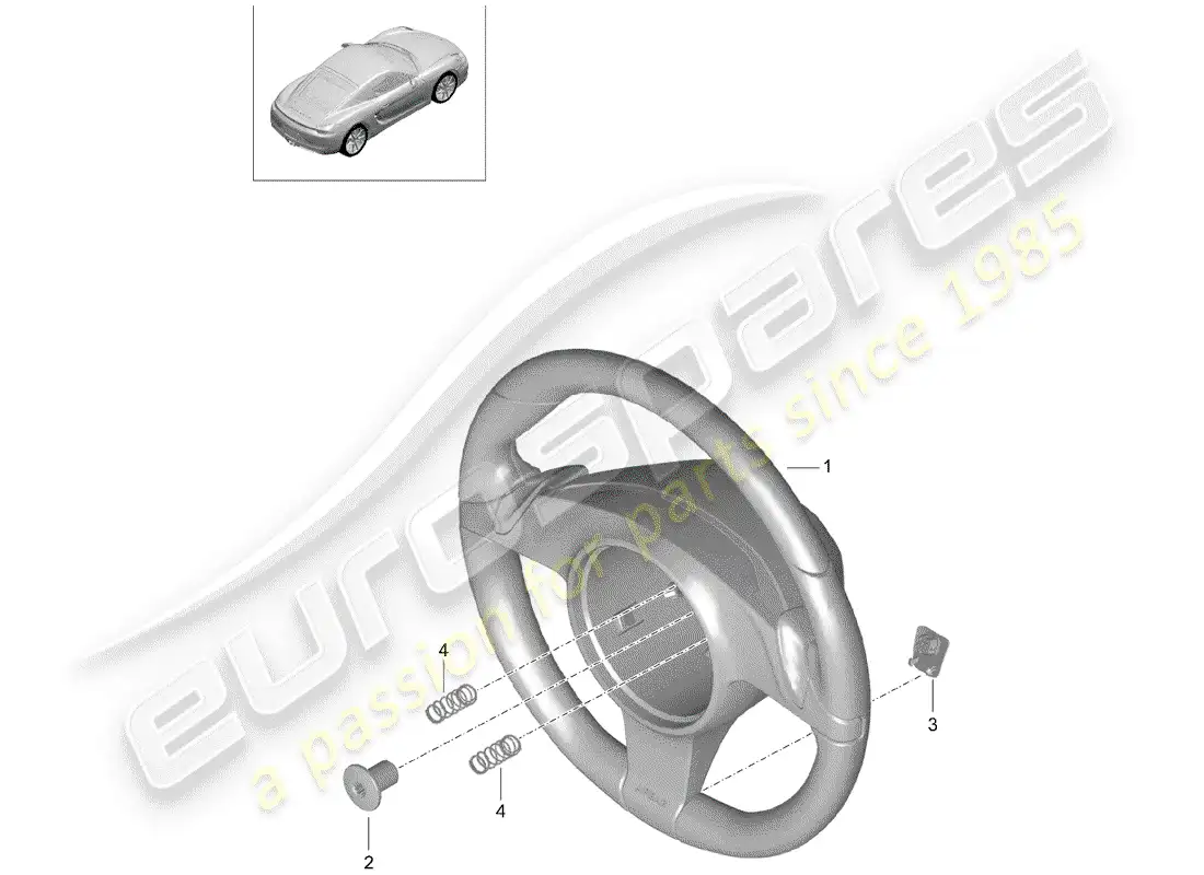 porsche 2015 (981 cayman) volantes diagrama de piezas