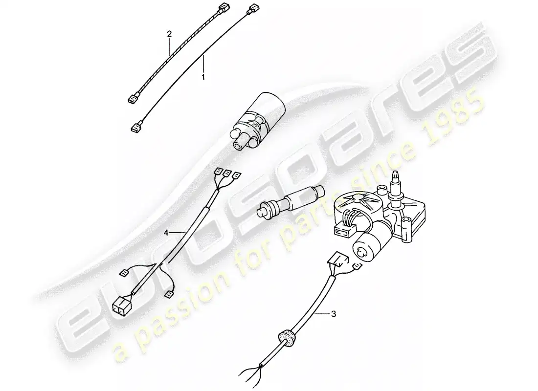 porsche 1988 (944) arneses de cableado - extremo trasero diagrama de piezas