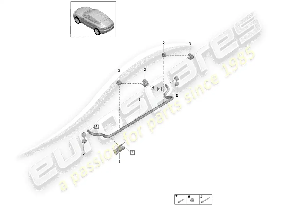 porsche 2019 (macan) estabilizador diagrama de piezas