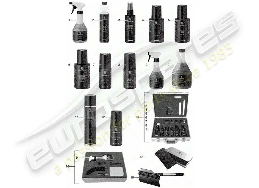 porsche 2012 (tequipment) agente de limpieza diagrama de piezas