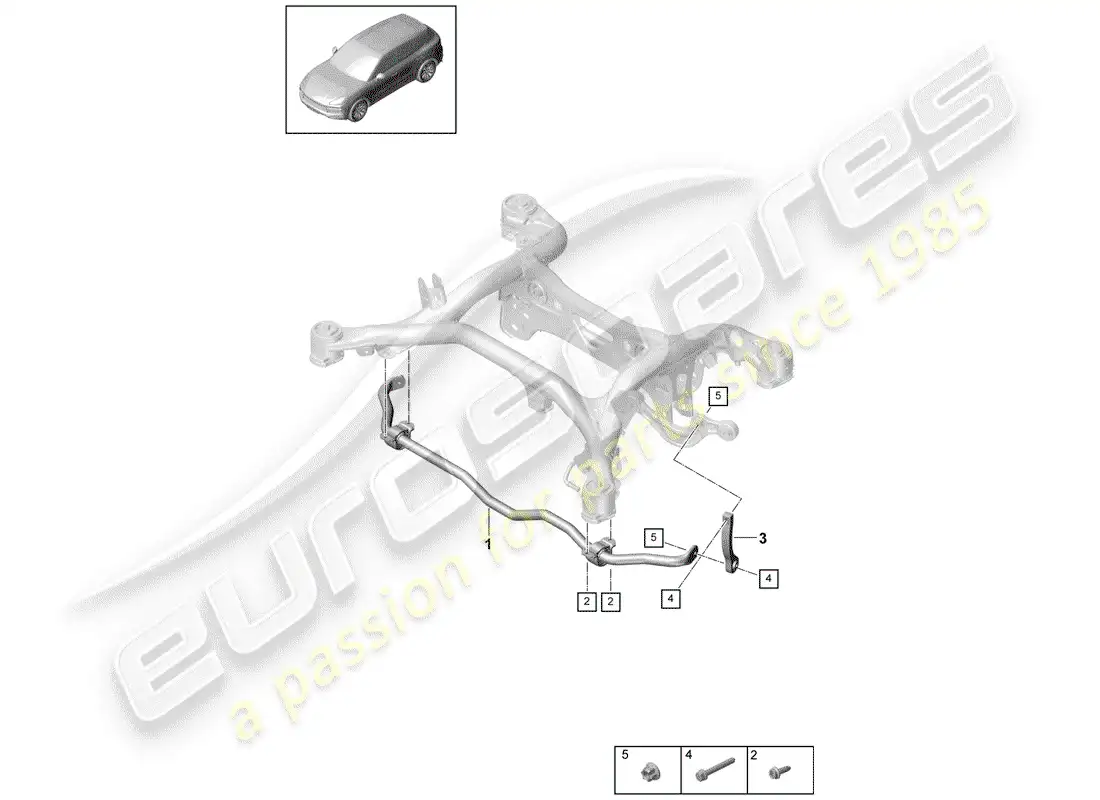 porsche 2019 (cayenne e3 9ya/9yb) estabilizador diagrama de piezas