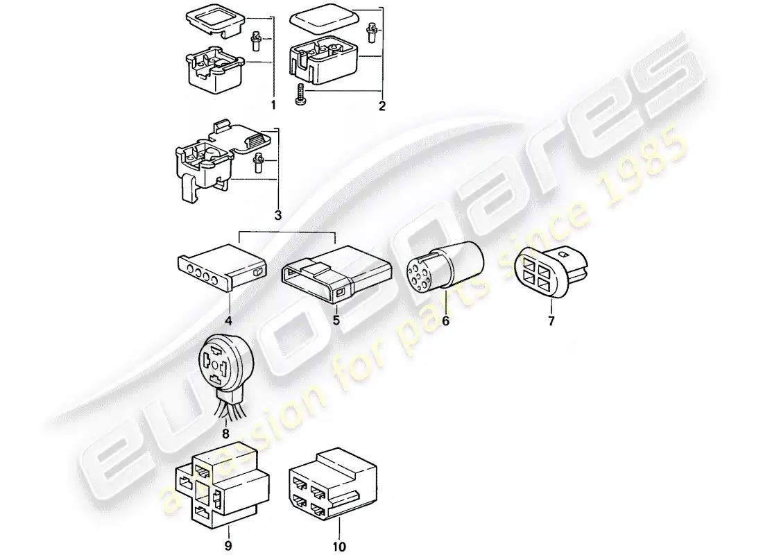 porsche 1986 (924s) carcasa del conector - 4-pole diagrama de piezas