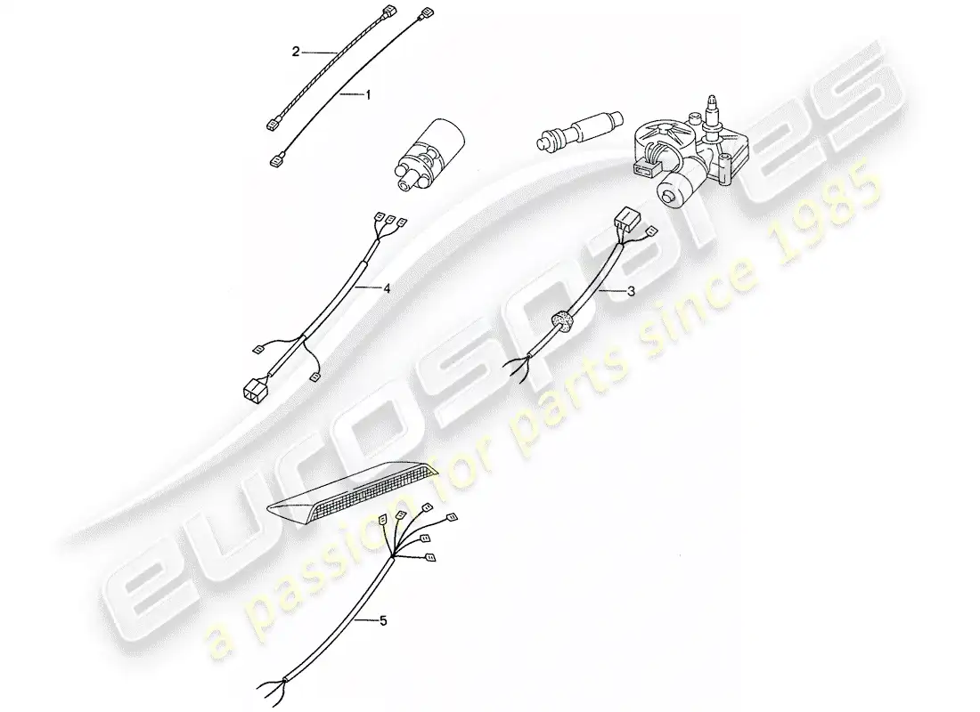 porsche 1991 (944) arneses de cableado - extremo trasero diagrama de piezas