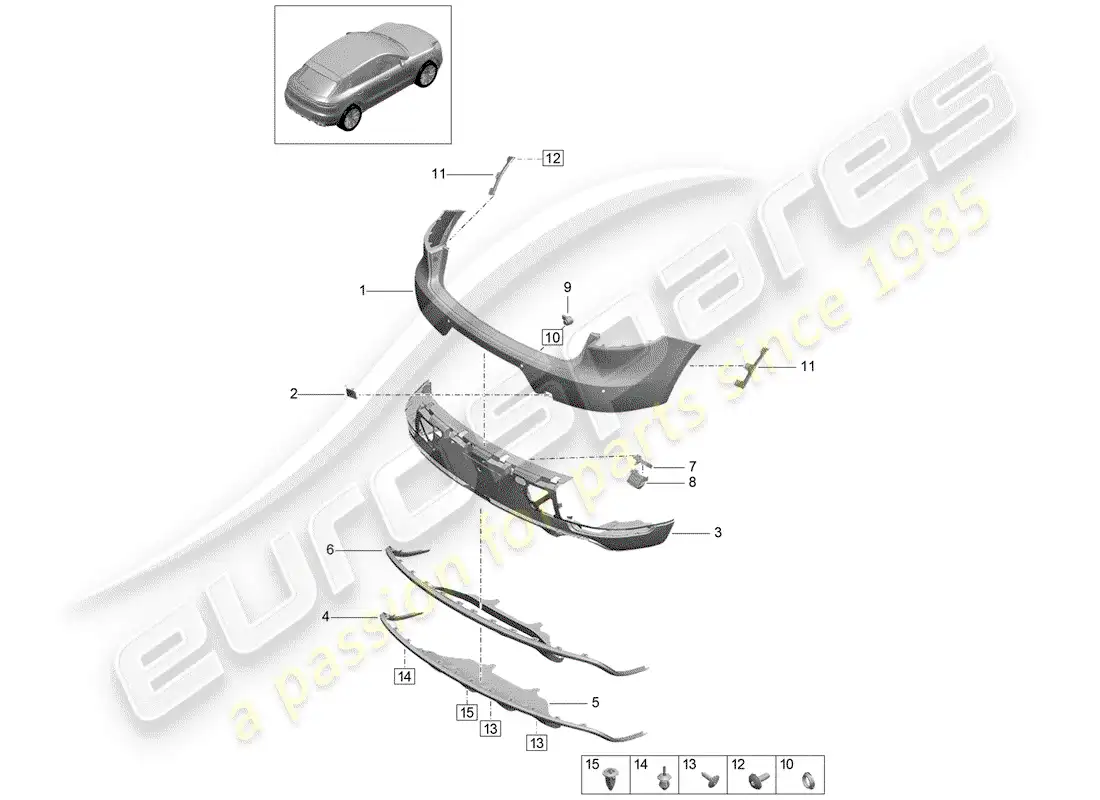 porsche 2020 (macan) parachoque diagrama de piezas