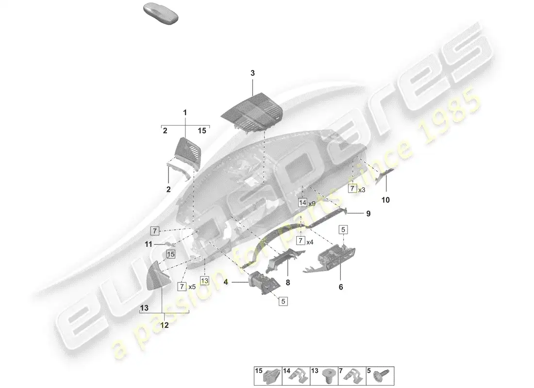 porsche 2019 (992-1) accesorios diagrama de piezas